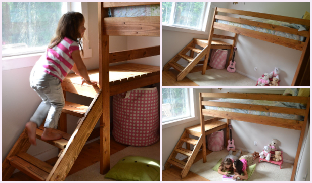 Diy Camp Loft Bed With Stairs Tutorial, Jr Loft Bunk Beds With Stairs