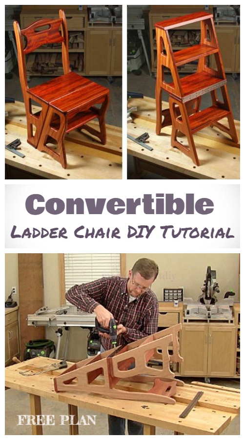 DIY Convertible Folding Ladder Chair Free Plan