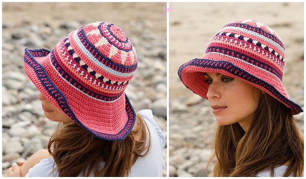 Crochet Women Summer Bazaar Sun Hat Crochet Free Pattern