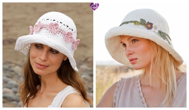 Crochet Women Flower Summer Sun Hat Crochet Free Patterns