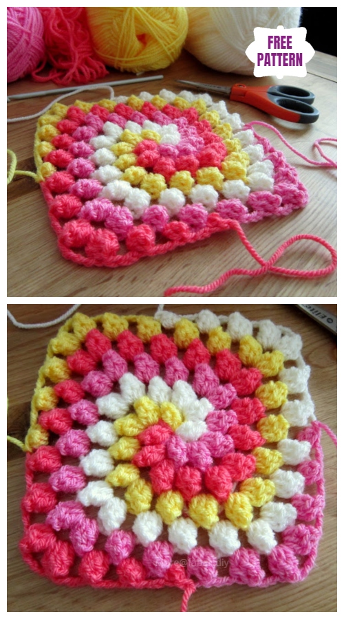 DIY Granny Bobble Spiral Blanket Free Crochet Pattern