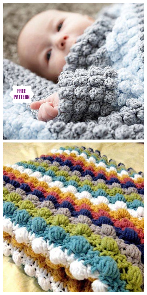 DIY Scrap Yarn Bobble Blanket Free Crochet Pattern
