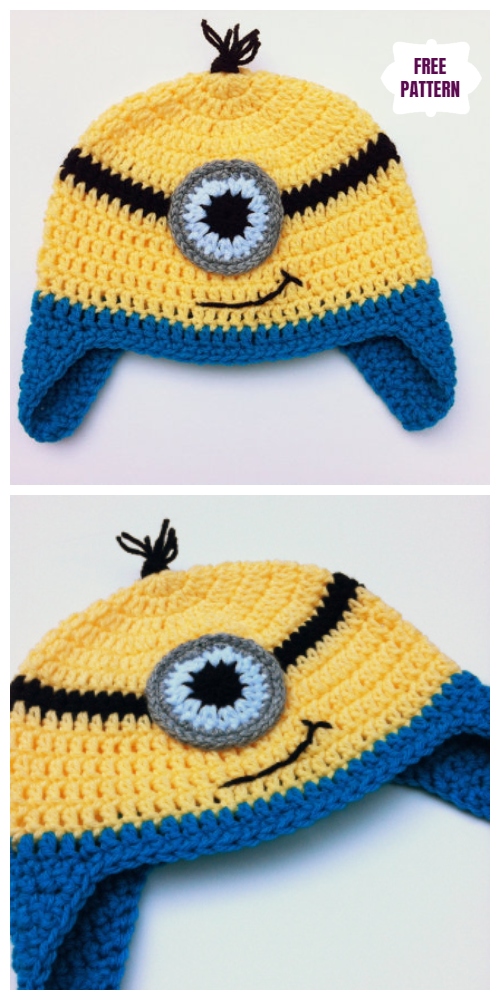 DIY Crochet One Eye Goggles Minion Hat  free Crochet Pattern