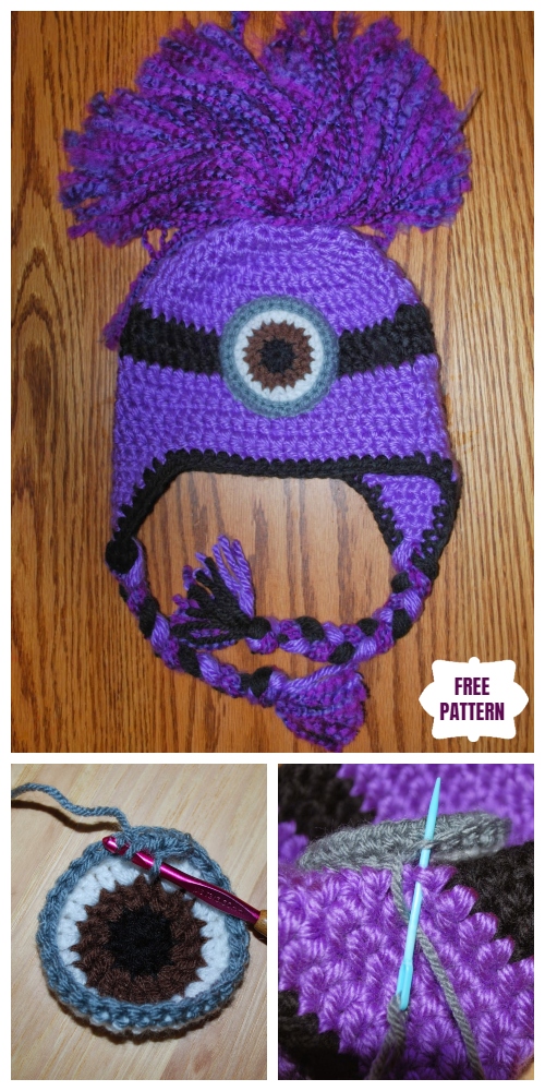 DIY Crochet Evil Minion Ear Flap Hat free Crochet Pattern