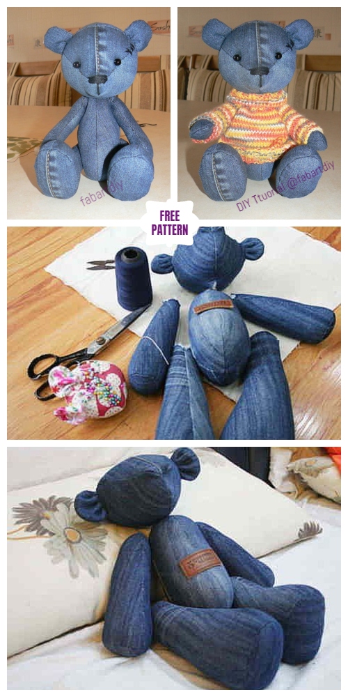 DIY Fabric Teddy Bear Free Sewing Patterns