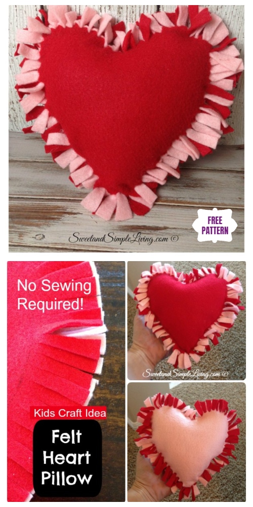 DIY No Sew Heart Pillow, perfect for Valentine's day - video