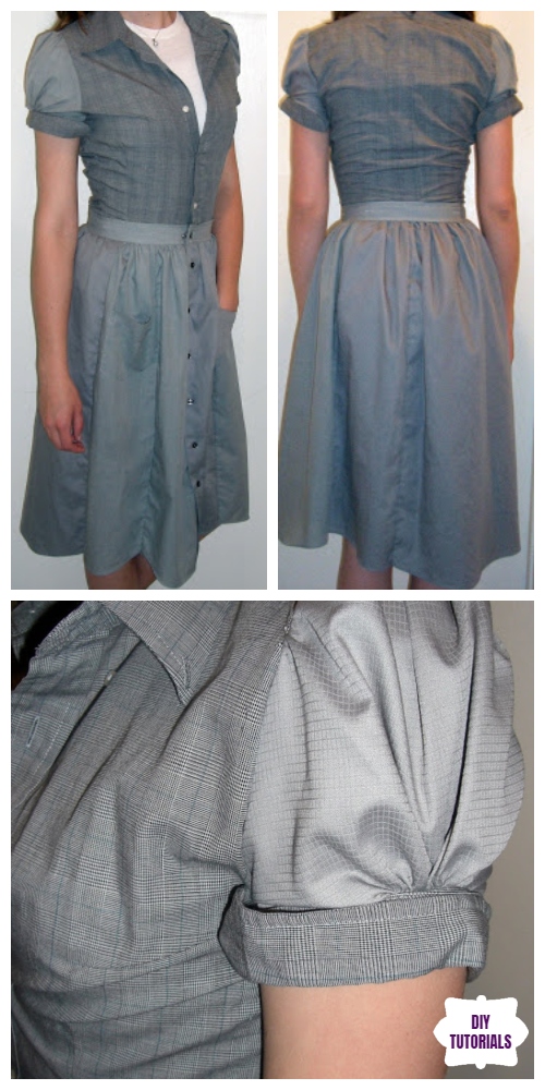 Creative Ideas to Repurpose Old Shirts into New Fashion - Men Shirt into Women Dress