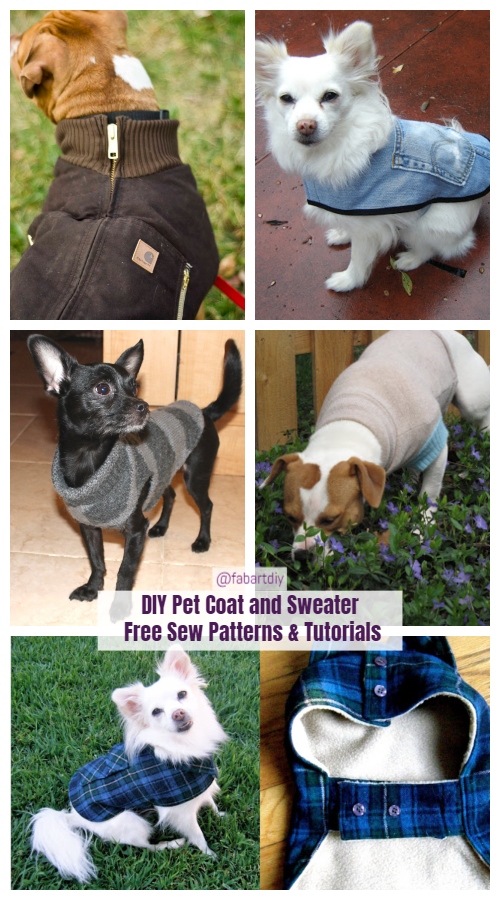 DIY Pet Coat and Sweater Free Sew Patterns & Tutorials