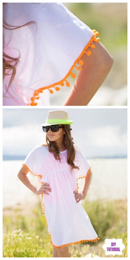 DIY Pom Pom Trim Beach Coverup Free Sew Pattern