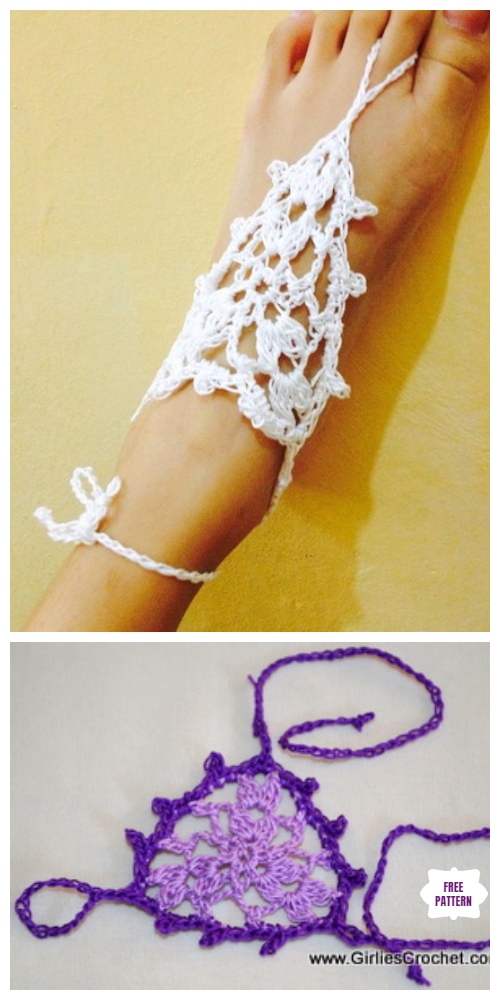 Crochet Cluster Barefoot Sandals Free Crochet Pattern