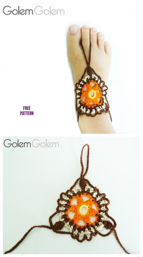 Crochet Easy Flower Barefoot Sandals Free Crochet Pattern