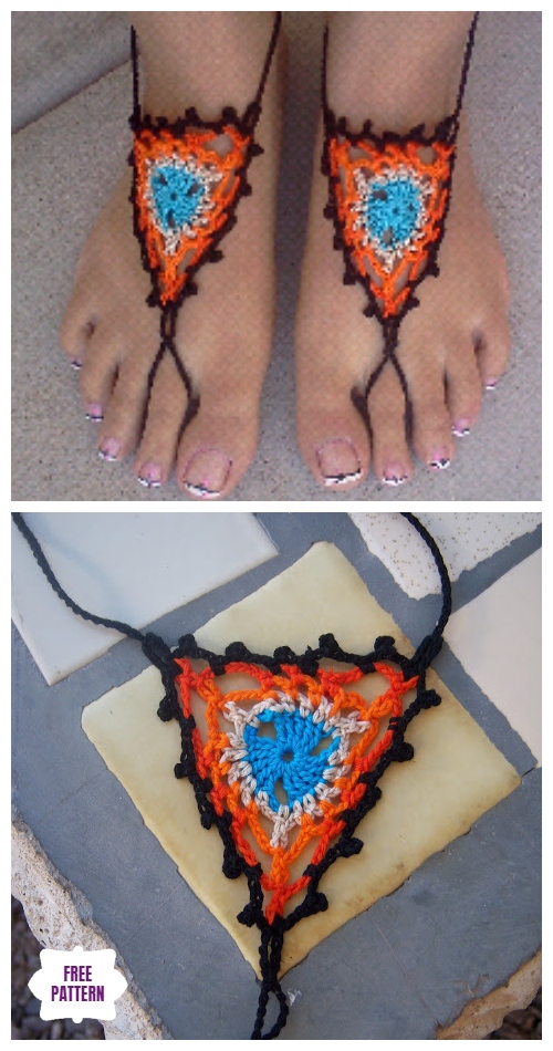 Crochet Triangle Barefoot Sandals Free Crochet Pattern