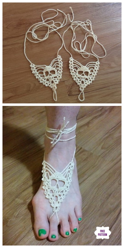 Crochet Skull Barefoot Sandals Free Crochet Pattern