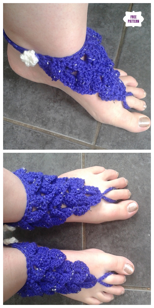 Crochet Crocodile Stitch Barefoot Sandals Free Crochet Pattern