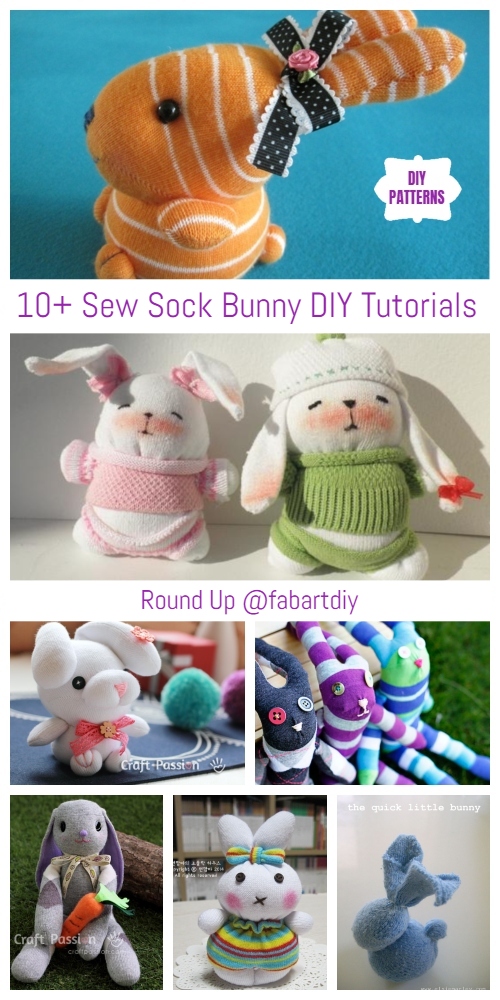 Easter Crafts - 10+ Sew Sock Bunny DIY Tutorials Round Up