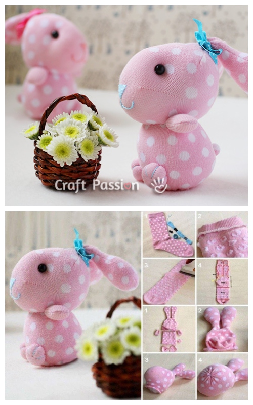 10+ Sew Sock Bunny DIY Tutorials Round Up - Cute Sock Bunny DIY Tutorial﻿