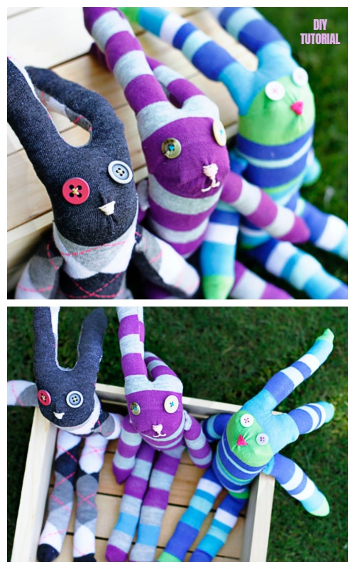 10+ Sew Sock Bunny DIY Tutorials Round Up - Knee high Sock Bunny DIY Tutorial﻿