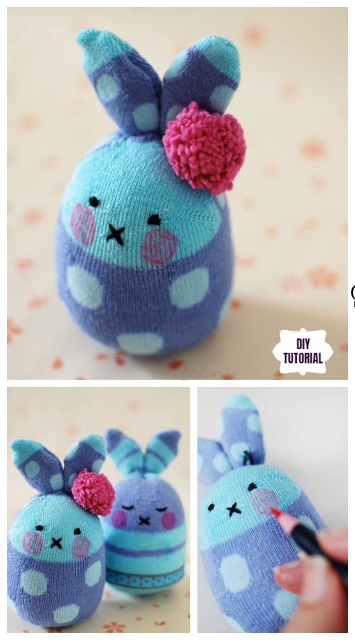 10+ Sew Sock Bunny DIY Tutorials Round Up - Easter Egg Sock Bunny DIY Tutorial