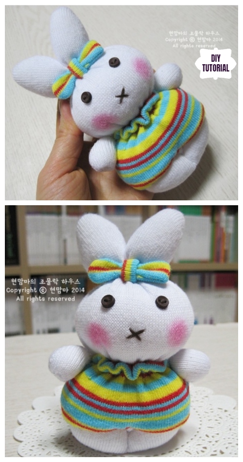 10+ Sew Sock Bunny DIY Tutorials Round Up - Rainbow Sock Bunny DIY Tutorial