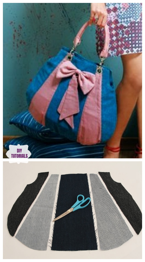 DIY Recycled Big Bow Jean Bag Tutorial