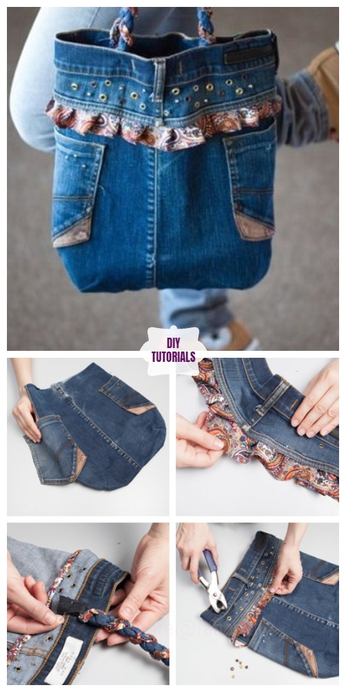 DIY Ruffled Jean Bag Tutorial