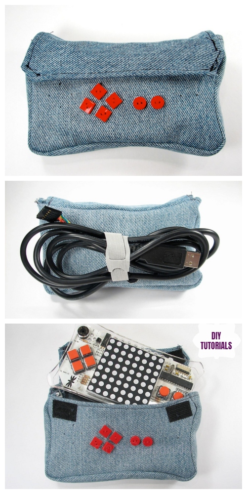 DIY Recycled Denim Electronic Gadget Bag Tutorial