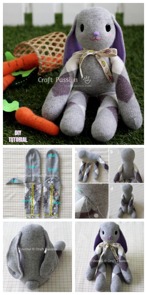 DIY Adorable Long Ear Sock Bunny Free Sew Pattern & Tutorial