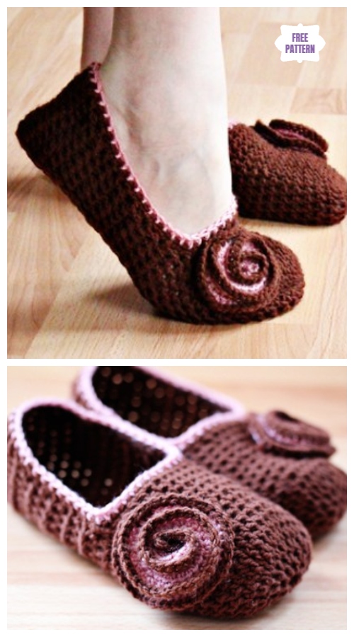 DIY Crochet Adult Slippers Pattern Round Up- crochet mary jane slipper free pattern