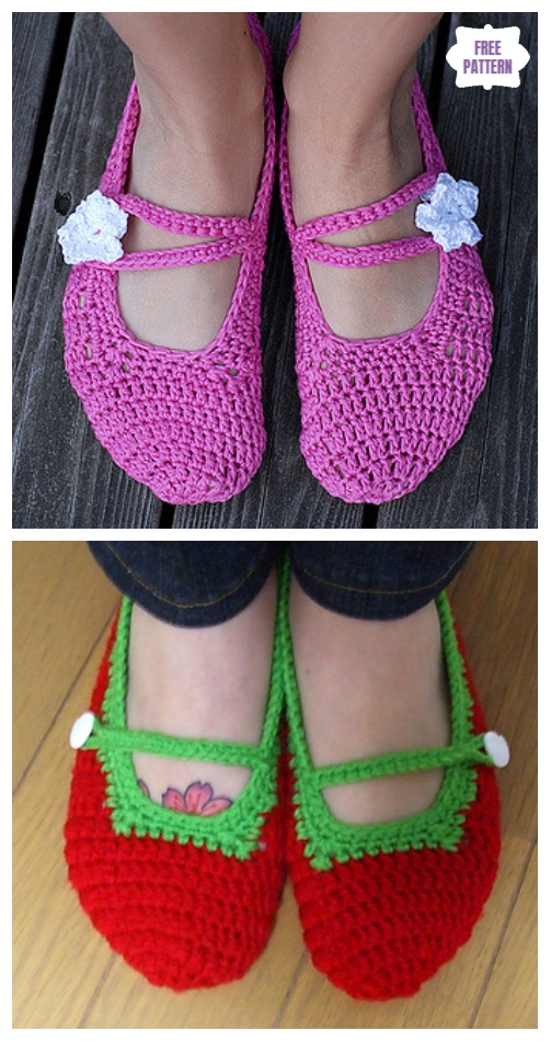 DIY Crochet Adult Slippers Pattern Round Up- Crochet Women Mary Jane Slippers Free Pattern