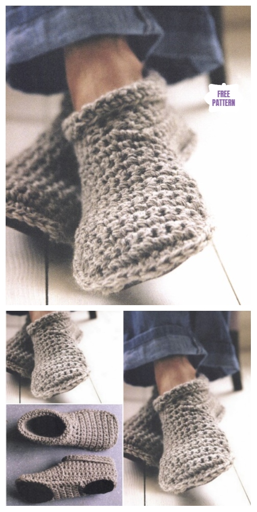 DIY Crochet Adult Slippers Pattern Round Up- Cozy Crocheted Slipper Boots Free Pattern