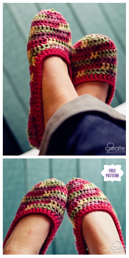 DIY Crochet Adult Slippers Pattern Round Up- Crochet Basic Slippers Free Pattern