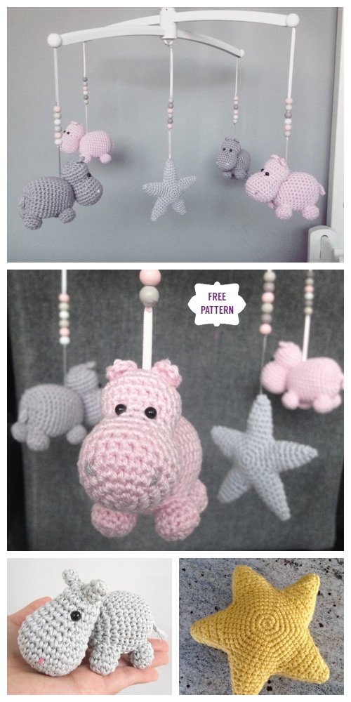 Amigurumi Hippo Mobile Free Crochet Patterns