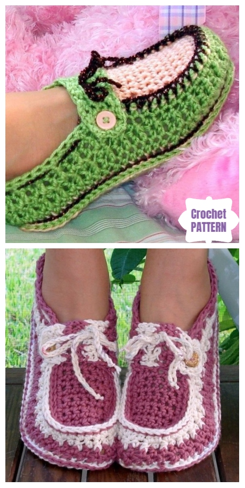 DIY Crochet Adult Slippers Pattern Round Up- Crochet Crochet Adult Button Loafers Patterns Free and Paid