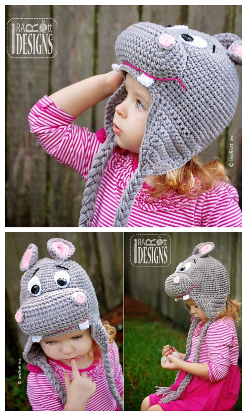 DIY Hippo Beanie Hat Crochet Pattern