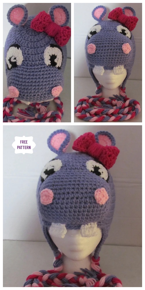 DIY Crochet Happy Hippo Beanie Hat Free Crochet Pattern