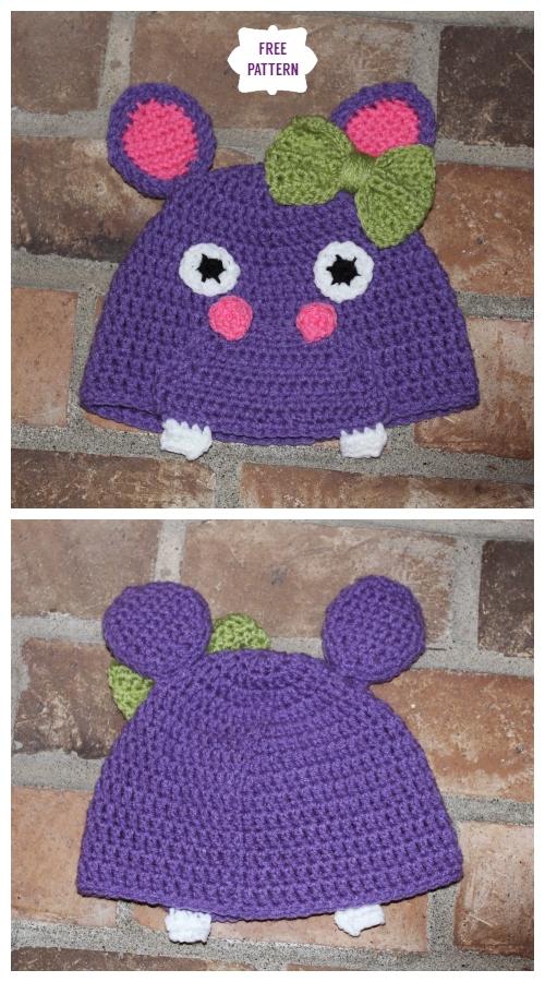 DIY Crochet Hippo Beanie Hat Free Crochet Pattern