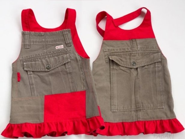 DIY Girls Jumperall Dress from Old Cargo Pants Free Sewing Pattern