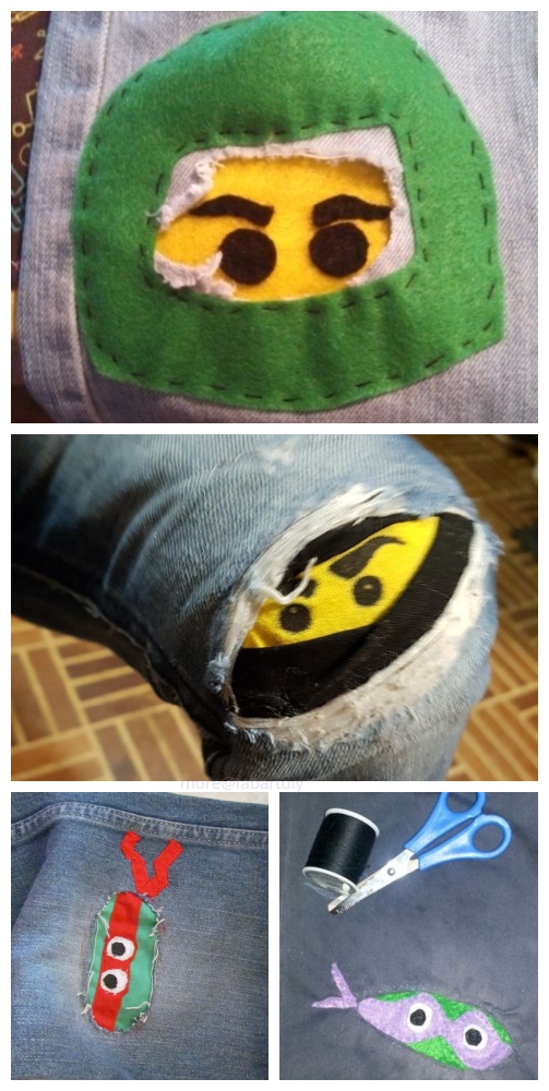 Fun DIY Jean Hole Patches in Cutest Ways - Ninja Jean Holes Patch Repair 