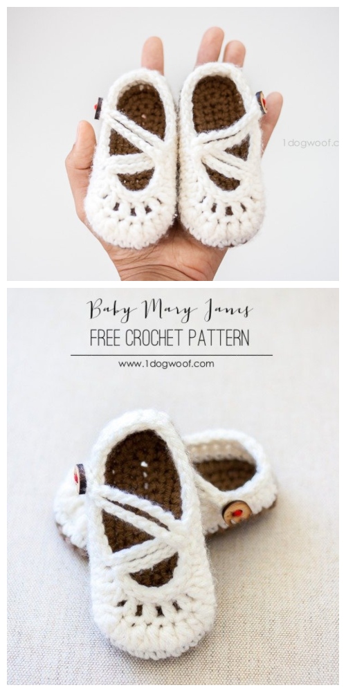 Crochet Mary Jane Baby Booties Free Crochet Patterns -Double-Strapped Mary Janes Free Crochet Pattern