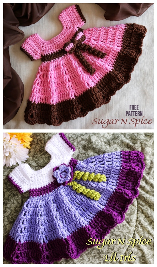 DIY Crochet Girl's Dress Free Croceht Patterns - Sugar N Spice Dress Free Crochet Pattern