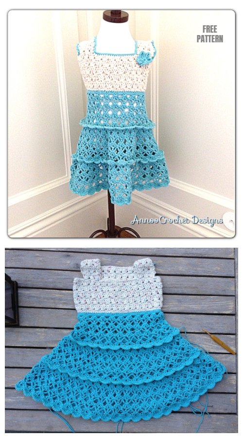 Toddler Summer Vintage Dress Crochet Free Pattern By AnnooCrochet Designs