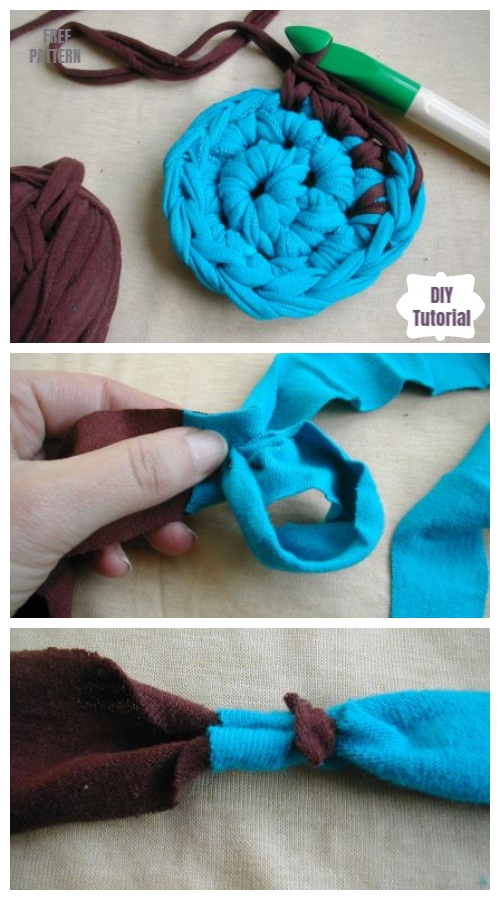 DIY Crochet Rag Rug from Old T-shirts - Free Pattern