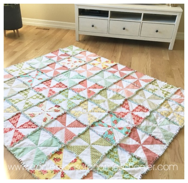 DIY Pinwheel Rag Quilt Blanket Tutorials