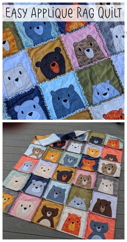 DIY Easy Applique Rag Quilt Blanket Tutorials