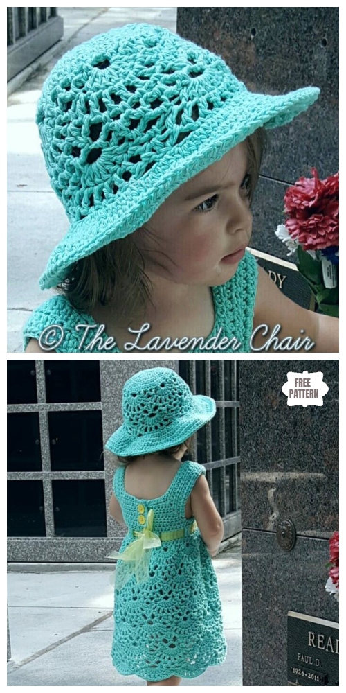 Crochet Lacy Shell Dress Hat Set Free Crochet Pattern