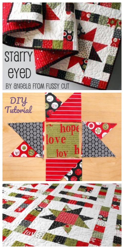 DIY Lovely Starry Eyed Patchwork Quilt Tutorial 