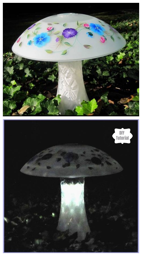 20+ DIY Stunning Outdoor Lighting Ideas for Summer Night - Frosted Solar Mushroom DIY Tutorial