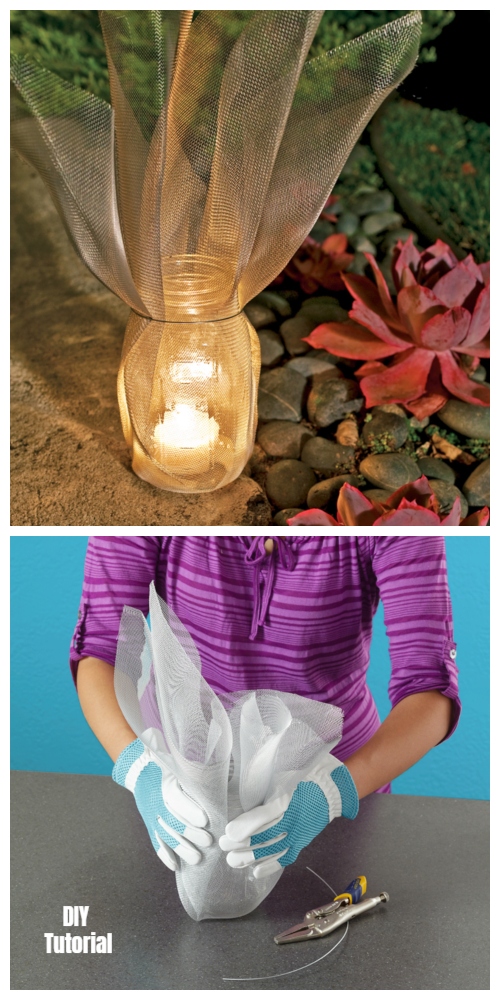 20+ DIY Stunning Outdoor Lighting Ideas for Summer Night - Screen-Wrapped Luminaries DIY Tutorial