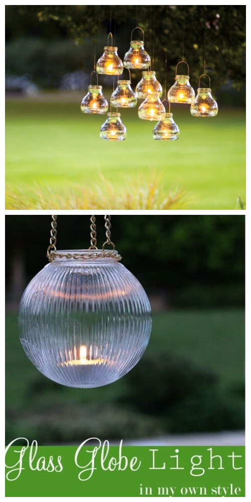 20+ DIY Stunning Outdoor Lighting Ideas for Summer Night - Outdoor Glass Hanging Lights DIY Tutorial