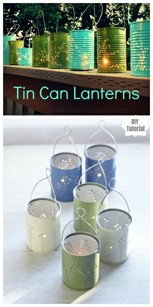 20+ DIY Stunning Outdoor Lighting Ideas for Summer Night - Tin Can Solar Lantern with a Solar Light DIY Tutorial